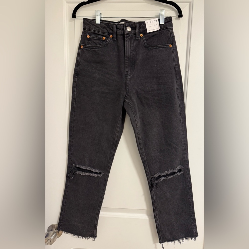 Topshop Charcoal Straight Jeans